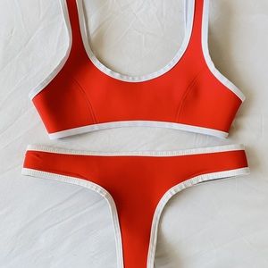 HOAKA Red and White Bikini Set